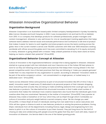 Atlassian Innovative Organizational Behavior