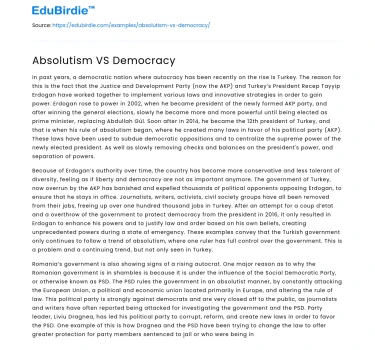 Absolutism VS Democracy