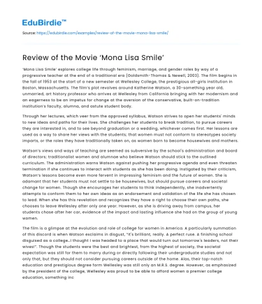 Review of the Movie ‘Mona Lisa Smile’