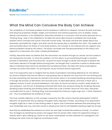 What the Mind Can Conceive the Body Can Achieve