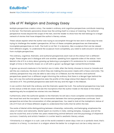 Life of Pi’ Religion and Zoology Essay