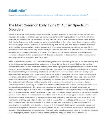 The Most Common Early Signs Of Autism Spectrum Disorders