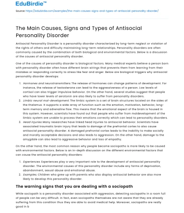 The Main Causes, Signs and Types of Antisocial Personality Disorder
