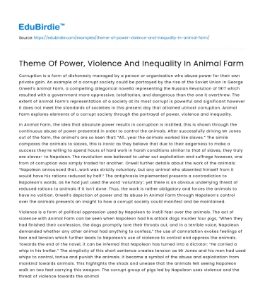 Theme Of Power, Violence And Inequality In Animal Farm