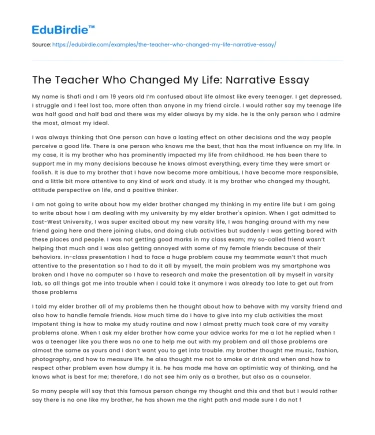 The Teacher Who Changed My Life: Narrative Essay