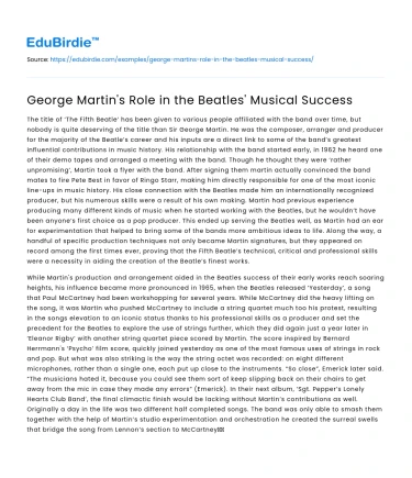 George Martin’s Role in the Beatles’ Musical Success