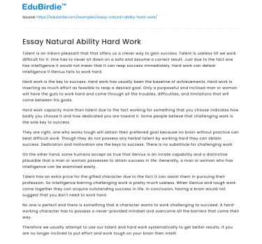 Essay Natural Ability Hard Work