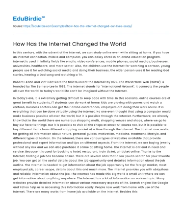 How Has the Internet Changed the World
