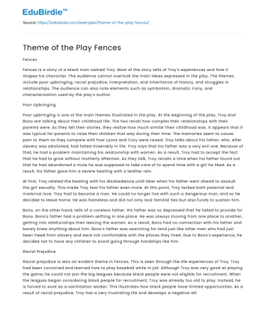 Theme of the Play Fences