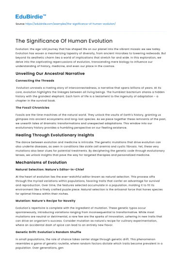 The Significance Of Human Evolution
