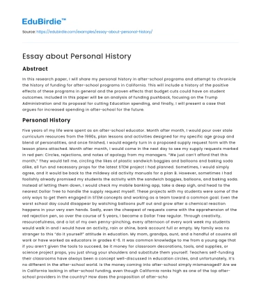 Essay about Personal History
