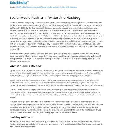 Social Media Activism: Twitter And Hashtag
