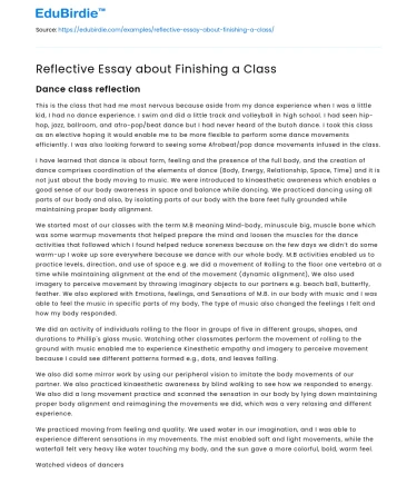 Reflective Essay about Finishing a Class