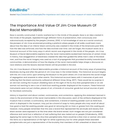 The Importance And Value Of Jim Crow Museum Of Racist Memorabilia