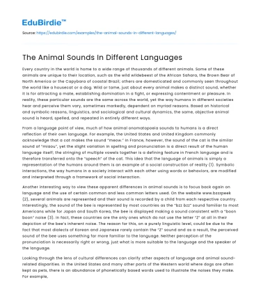 The Animal Sounds In Different Languages