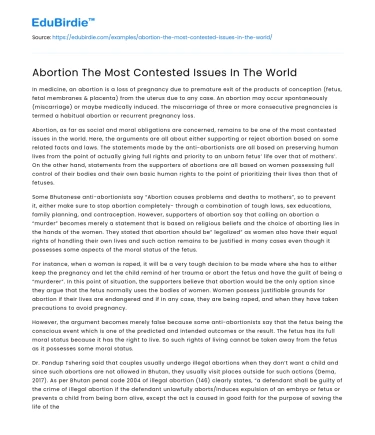 Abortion The Most Contested Issues In The World