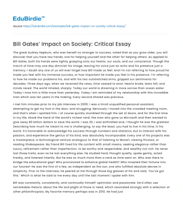 Bill Gates’ Impact on Society: Critical Essay