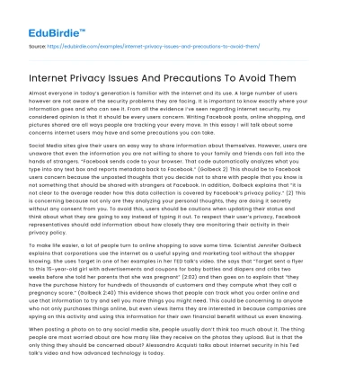 Internet Privacy Issues And Precautions To Avoid Them