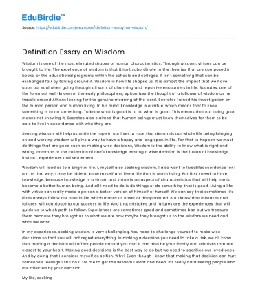 Definition Essay on Wisdom