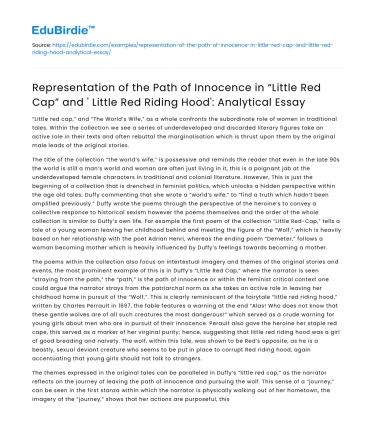 Innocence in “Little Red Cap” and ‘ Little Red Riding Hood’