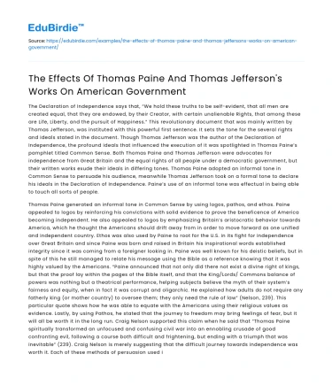 Paine and Jefferson’s Impact on American Government