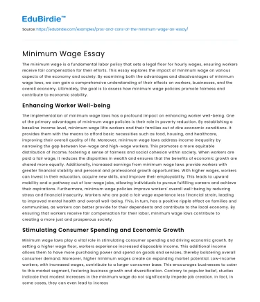Minimum Wage Essay