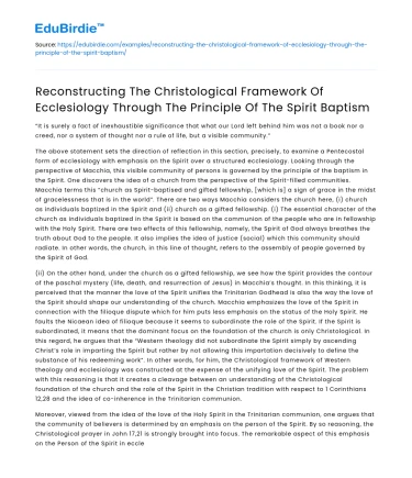 Reconstructing Christological Ecclesiology with Spirit Baptism