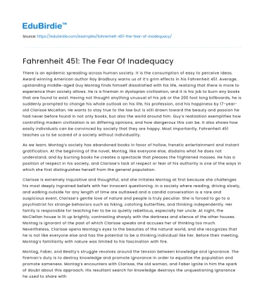 Fahrenheit 451: The Fear Of Inadequacy