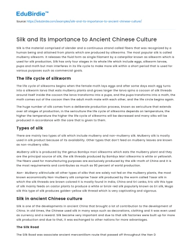 Silk and Its Importance to Ancient Chinese Culture