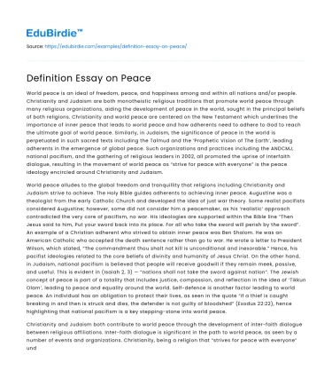 Definition Essay on Peace