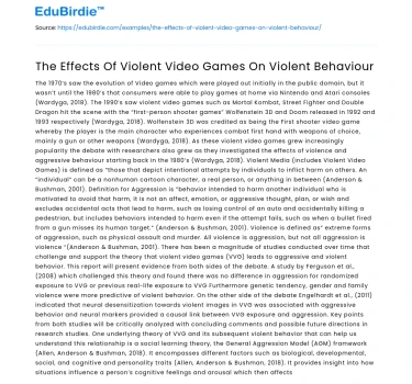 The Effects Of Violent Video Games On Violent Behaviour