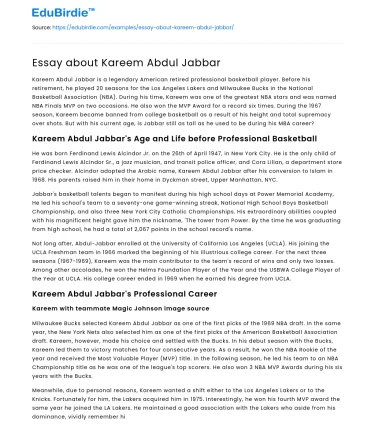 Essay about Kareem Abdul Jabbar