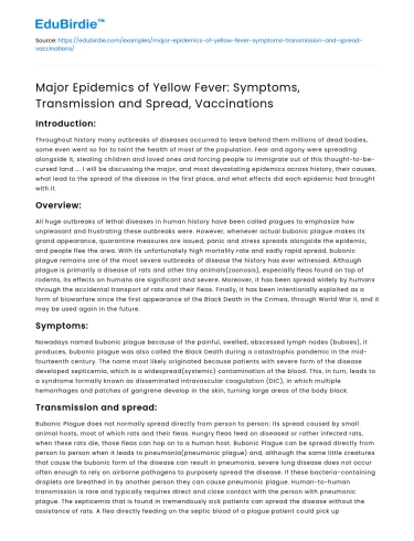 Yellow Fever: Impact, Prevention, and Control