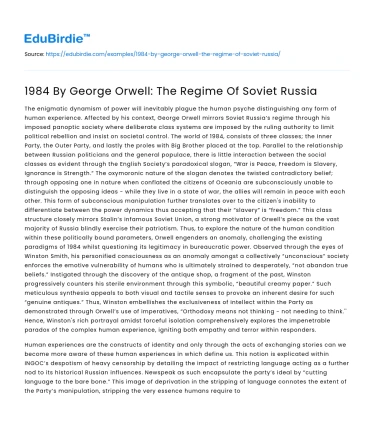 1984 By George Orwell: The Regime Of Soviet Russia