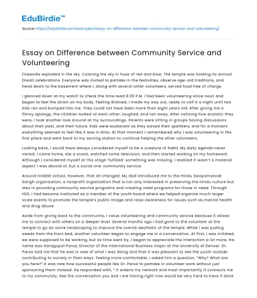 Essay on Difference between Community Service and Volunteering