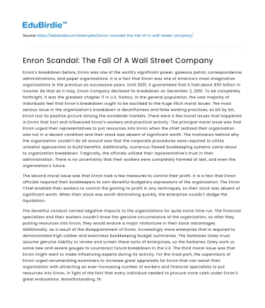 Enron: A Cautionary Wall Street Tale