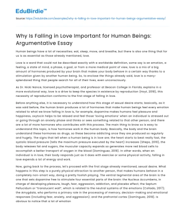 Why Is Falling in Love Important for Human Beings: Argumentative Essay