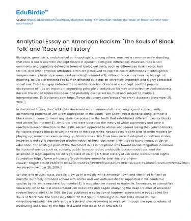 American Racism in The Souls of Black Folk
