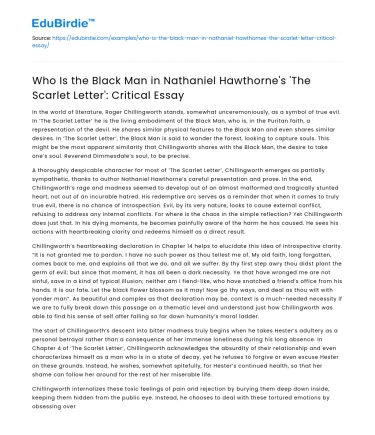 Who Is the Black Man in Hawthorne’s The Scarlet Letter