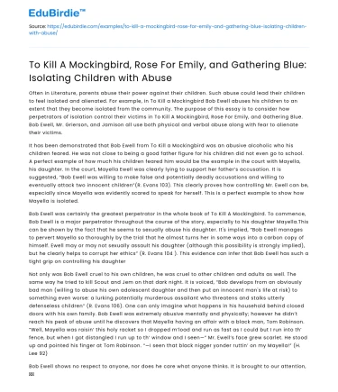 Child abuse in classic novels: Isolation and trauma