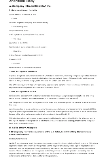 General Strengths and Weaknesses of Gap Inc.: Analytical Essay