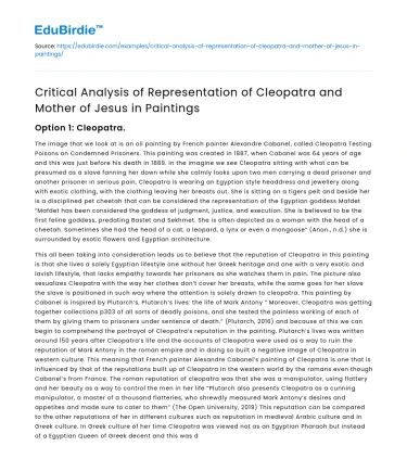 Representation of Cleopatra and Mary in Paintings