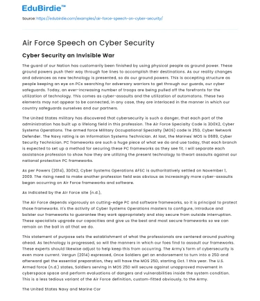 Air Force Speech on Cyber Security