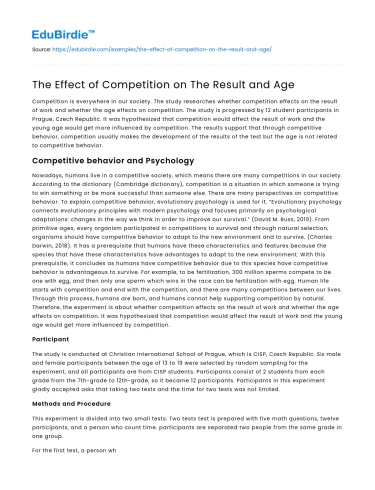 The Effect of Competition on The Result and Age