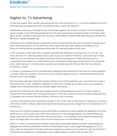 Digital Vs. TV Advertising