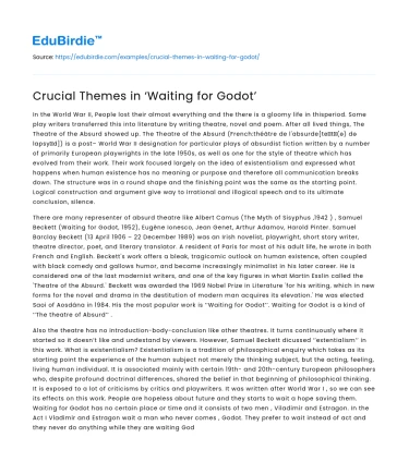 Crucial Themes in ‘Waiting for Godot’