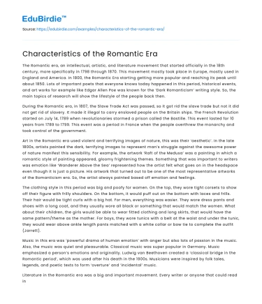 Characteristics of the Romantic Era
