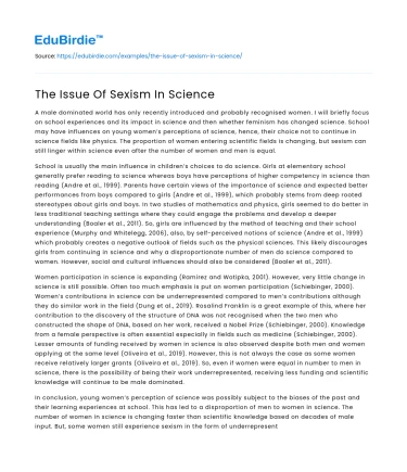 The Issue Of Sexism In Science