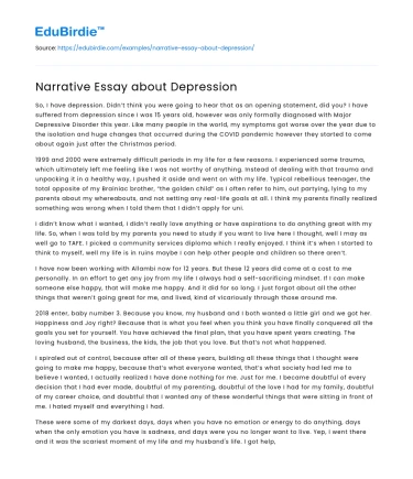 Narrative Essay about Depression