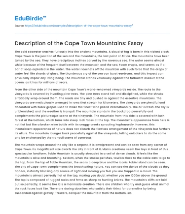 Description of the Cape Town Mountains: Essay
